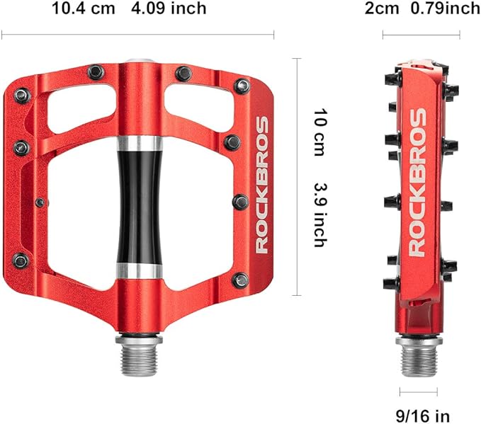 ROCKBROS Mountain Bike Pedals MTB Pedals Bicycle Flat Pedals Aluminum 9/16" Sealed Bearing Lightweight Platform for Road Mountain BMX MTB Bike
