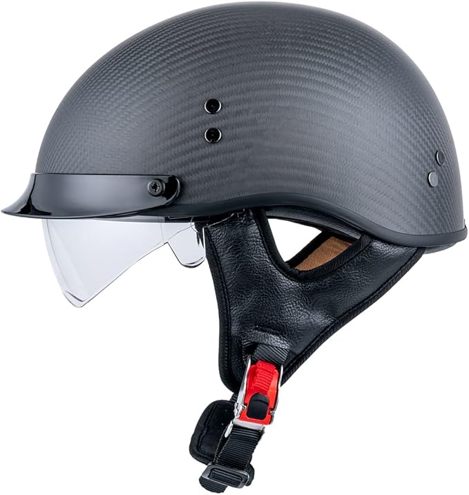 VCOROS Helmet Visor Carbon Fiber Open Face Motorcycle Replacement Shield 2 Color Lens Available（Clear）