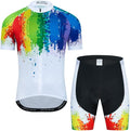 Men Cycling Jersey Set Cycle Short Sleeve Shirt and 3D Cushion Shorts Padded Suit Biking Top
