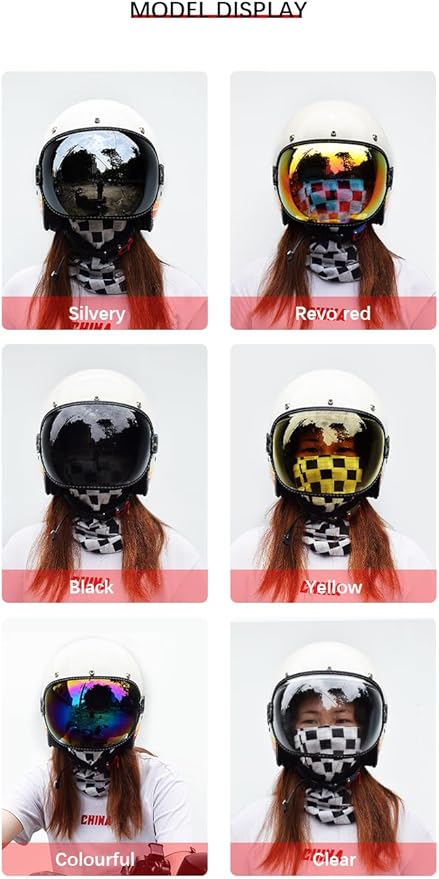 Universal Open Face 3/4 Helmet Visor Lens Bubble Motorcycle Windshield Capacete Lens Vintage Motorbike Helmet Goggles (Color)