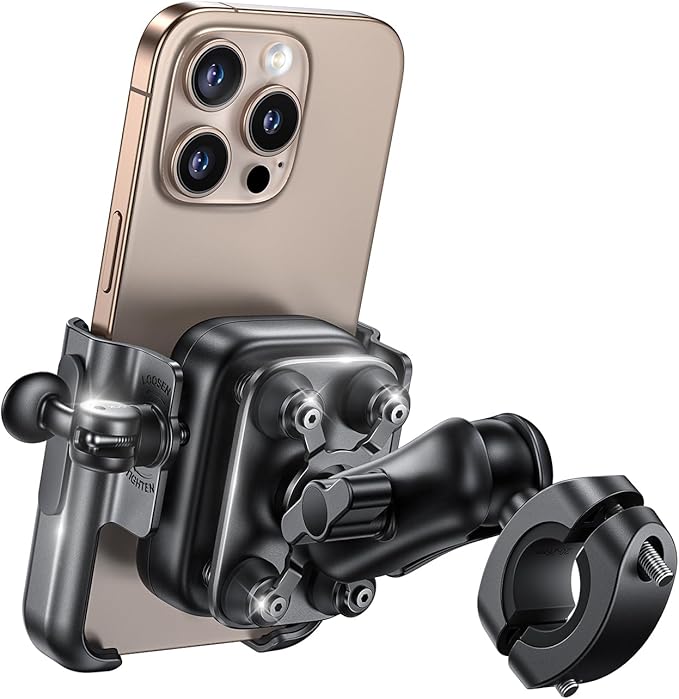 Lamicall Motorcycle Phone Mount Holder - [All Metal] [Anti Shake] [Extendable Arm] Bike Phone Holder Handlebar Clamp, Bicycle Cell Phone Mount, Gifts for iPhone 17 16 Pro Max, Galaxy, 4.7-7.2" Phones