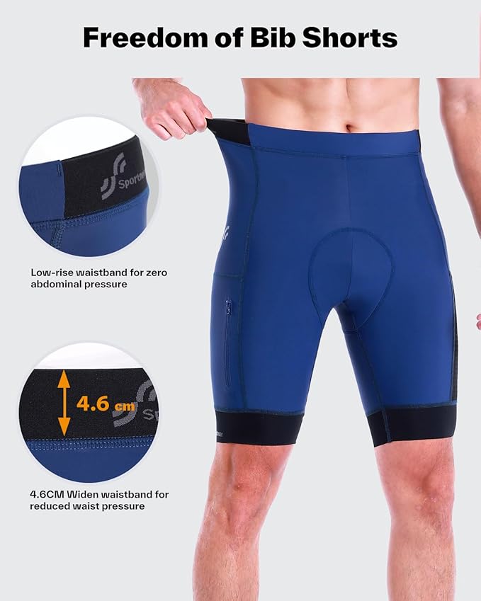 Sportneer Padded Bike Shorts for Men - 4D Padding Mens Bicycle Cycling Biking Clothing Shorts, Breathable and Absorbent