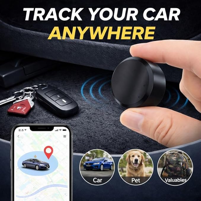 GPS Tracker for Vehicles – No Subscription, SIM Card Not Included (Self-Provided), Free App for Real-Time Tracking, Speed Alerts, Vibration Notifications, Electronic Fence, Hidden Car Tracker