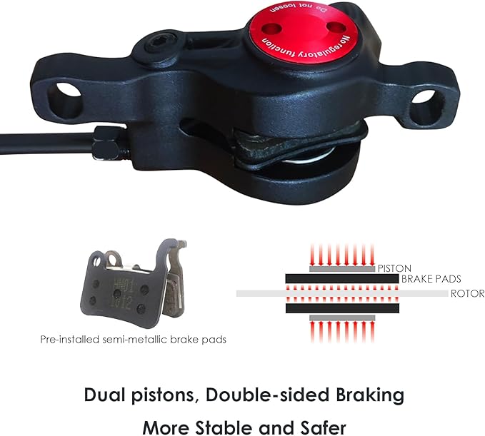 Zoom eBike Hydraulic Brake Upgrade Kit – 2/3 PIN Male Waterproof Power-Off Sensor Connector, Pre-Bled Brake Levers & Calipers with 160mm Rotors