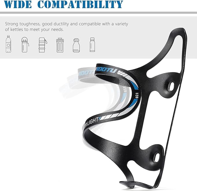 KOOTU Lightweight Aluminum Bicycle Water Bottle Cage, Durable Alloy Bike Bottle Holder, Bicycle Cup Holder for Road, Mountain, Hybrid Bikes – Blue