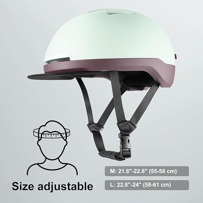 Urban-Smart Bike Helmet for Adult - Front & Rear LED Lights | Turn Signals Remote Control | Brake Warning Light | Removable Visor | Men Women Commuter Bicycle Helmet for E-Bike & Cycling