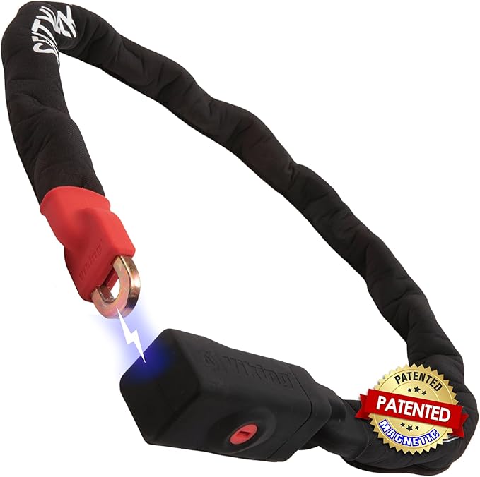Seatylock Viking Bike Chain Lock with Key - Magnetic Patented Sold Secure Rated - Heavy Duty Anti Theft - Smart Ultra Security Bicycle Lock (55.11 in, Gold Rated)