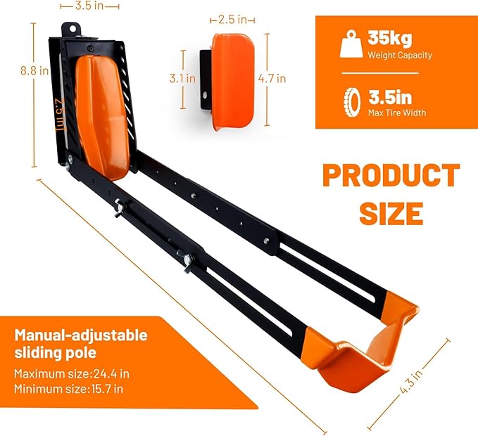 Swivel Bike Rack Wall Mount, 1 pcs Bike Hanger Wall Mount, Wall Space-Saving Vertical Bike Hanger, Sturdy Bike Storage Rack, Indoor Bicycle Hooks