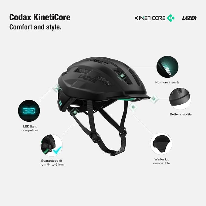 LAZER Codax KinetiCore Bike Helmet, Bicycling Gear for Adults, Men & Women’s Cycling Head Gear