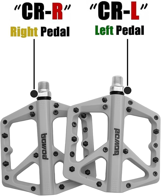 MTB Pedals Large Mountain Bike Pedals, Lightweight Nylon Fiber Composite Bicycle Platform Pedals, Grippy Pedals w 18 Pins, Cr-Mo Spindle fit w 2 Bearings, Clipless Pedals for BMX MTB Bike 9/16"
