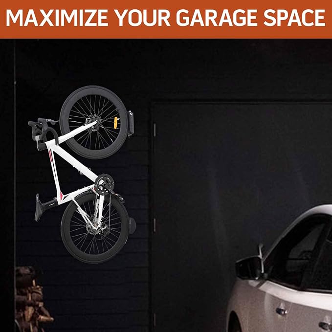 Cyfie Swivel Bike Rack Wall Mount, Garage Bike Hanger Hooks, Indoor Hanging Bike Rack Wall Mount Bicycle Mount Wall for Road Bike, Mountain Bike (2 pcs)