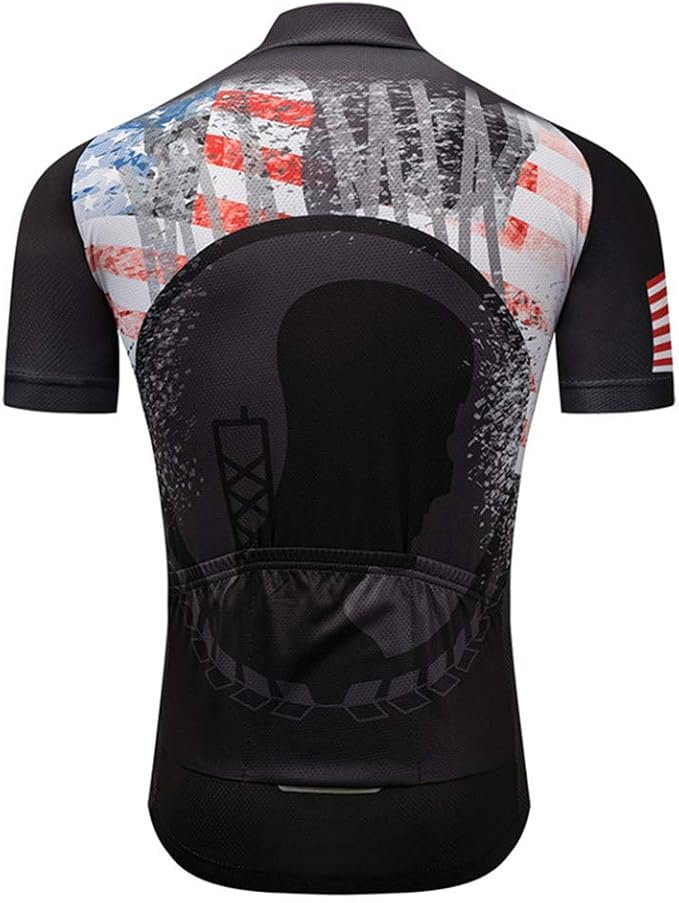 JPOJPO USA Cycling Jersey Men Short Sleeve Bike Shirts Biking Jersey Summer American Bicycle Tops with 3 Pockets Reflective