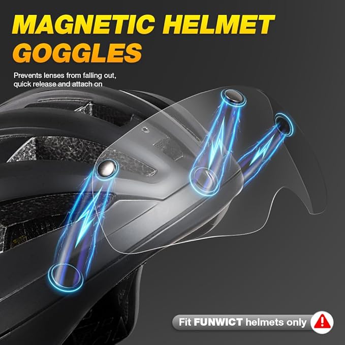 Magnetic Bike Helmet Goggles, Removable/Detachable Sun Visors Shield for Cycling Bicycle Helmet FW001