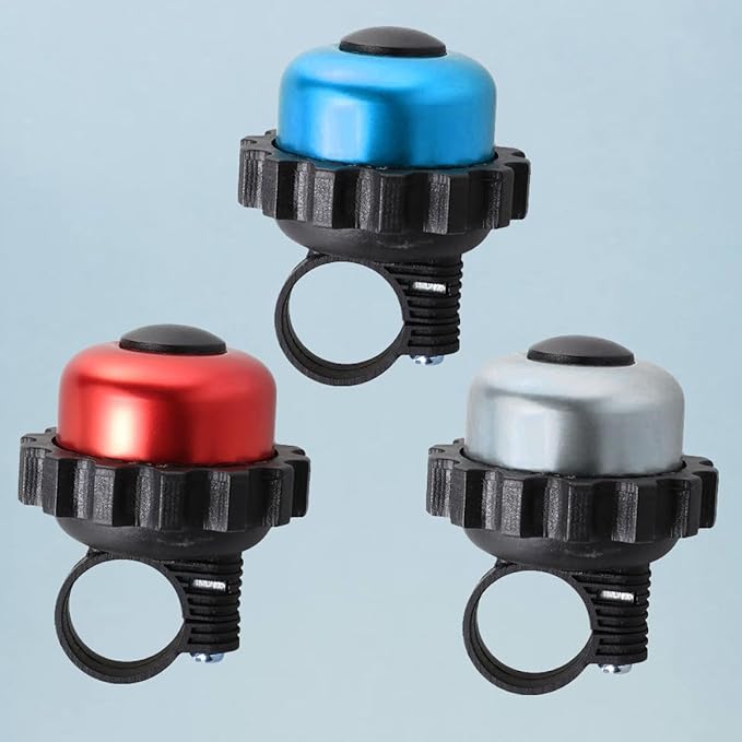 Luxshiny Rotating Cycle Bell Horn Set 3pcs Loud Vintage Bike Bells with Red Blue Silver Metal for Road Mountain Bicycle Accessories
