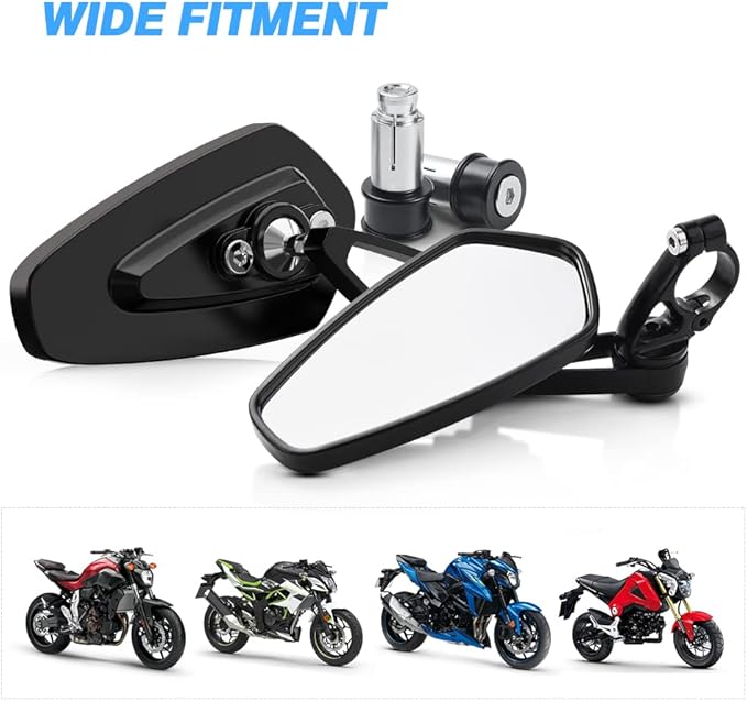 MICTUNING Motorcycle Mirrors - 7/8" (22mm) Bar End Rear View Mirrors Compatible with Most Honda Grom, Yamaha, Kawasaki, Ducati, Suzuki and More