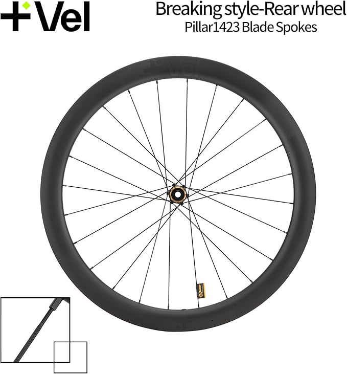 MEROCA VEL Road Bike Carbon Wheelset 700C Clincher Wheelset 50/60mm Deep Disc Brake Clincher/Tubeless Ready, 36T Ratchet Hub, Pillar Spokes