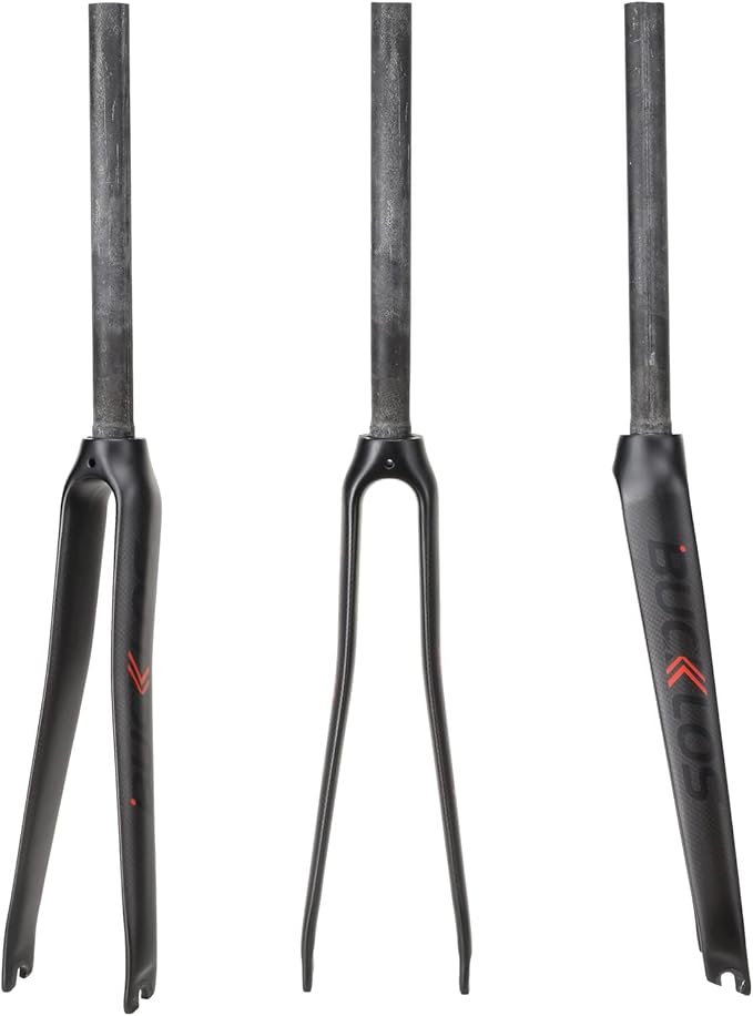 BUCKLOS 28.6mm 700C Full Carbon Fiber Road Bike Rigid Fork, C-Type Clamp Brake, 1-1/8 Threadless Straight Tube Superlight 3K T800 Bicycle Front Fork