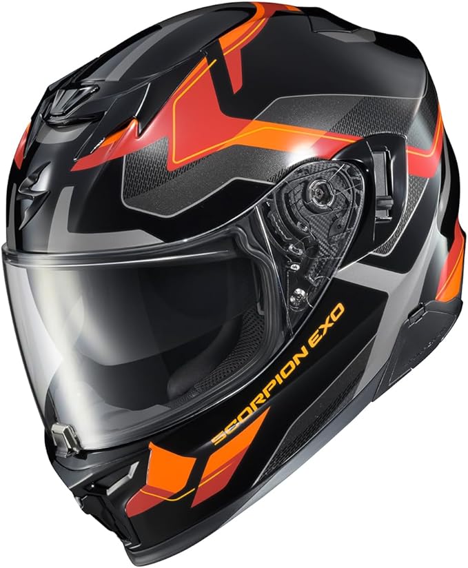 ScorpionEXO T520 Full Face Touring Motorcycle Helmet with Bluetooth Ready Speaker Pockets DOT ECE Approved Zuse (Orange - X-Large)