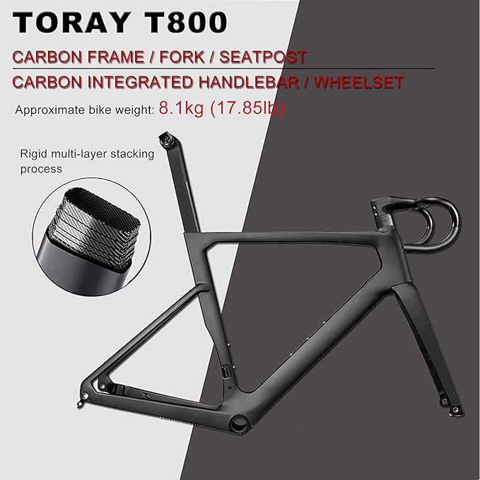 KABON Full Carbon Road Bike, 700C Carbon Fiber Frame Road Bike with 105 R7000 22 Speed Disc Brake Racing Bicycle with Carbon Wheelset