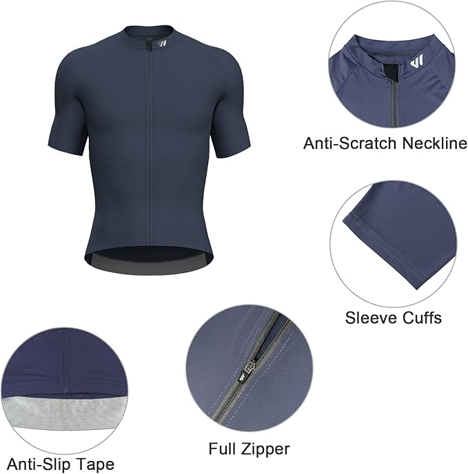 Lo.gas Cycling Jersey Men Short Sleeve, Road Bike Jerseys Full Zipper with Pockets, Bicycle Clothing Breathable Quick Dry