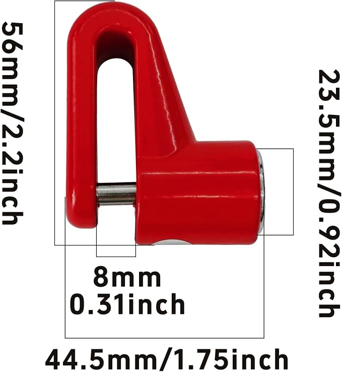 Heavy Duty Motorcycle Bike Disc Brake Lock, Anti-Theft Waterproof Wheel Lock Safety Disc Lock Padlock for Scooters and Mountain Road Cycling with Two Keys(Red)