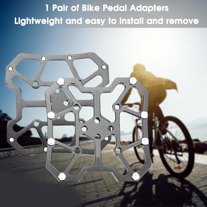 1 Pair Aluminum Alloy Bike Clipless Pedal Adapters to Universal Platform Pedal Converter for Mountain & Road Bikes