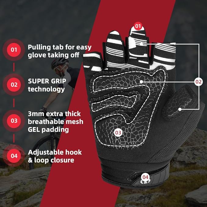 Seibertron Unisex BMX MX ATV MTB Racing Mountain Bike Bicycle Cycling Off-Road/Dirt Bike Gloves Road Racing Motorcycle Motocross Sports Gloves Touch Recognition Full Finger Glove