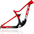 29er Full Suspension Mountain Bike Frame 16/17/19/21inch Carbon Disc Brake Bike Frame XC Soft Tail Enduro Frame Thru-Axle 12 * 142MM/Quick Release 9 * 135MM Travel 100mm(Red,29 * 17")