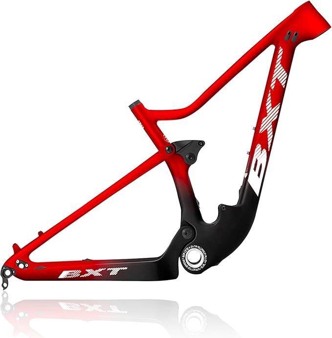 29er Full Suspension Mountain Bike Frame 16/17/19/21inch Carbon Disc Brake Bike Frame XC Soft Tail Enduro Frame Thru-Axle 12 * 142MM/Quick Release 9 * 135MM Travel 100mm(Red,29 * 16")