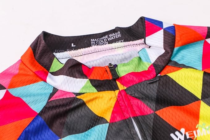 Weimostar Men's Cycling Jersey Short Sleeve Bike Clothing Multicolored Diamond
