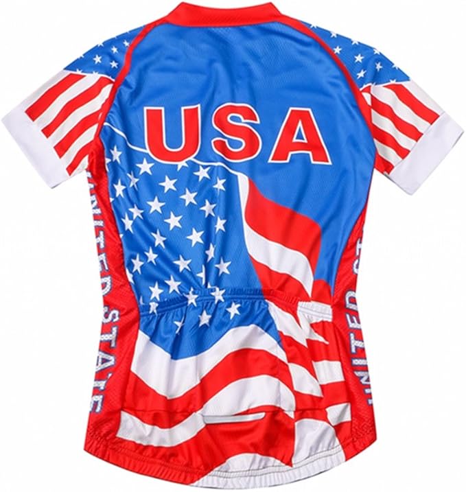 Weimostar Men's USA Cycling Jersey Short Sleeve Biking Shirts Breathable with Pockets