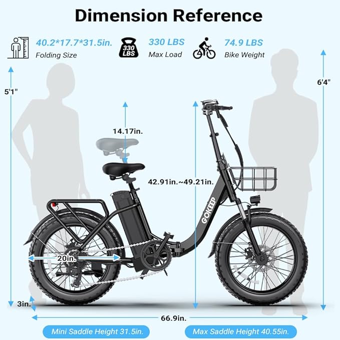 1300W/1800W Folding Electric Bike for Adults, 75-86 Miles PAS Range, 52V 13Ah/18.2Ah Removable Battery, 20" Fat Tire Electric Bicycle, 20MPH 7-Speed Commuter Ebike, Max 330LBS, UL2849 Certified