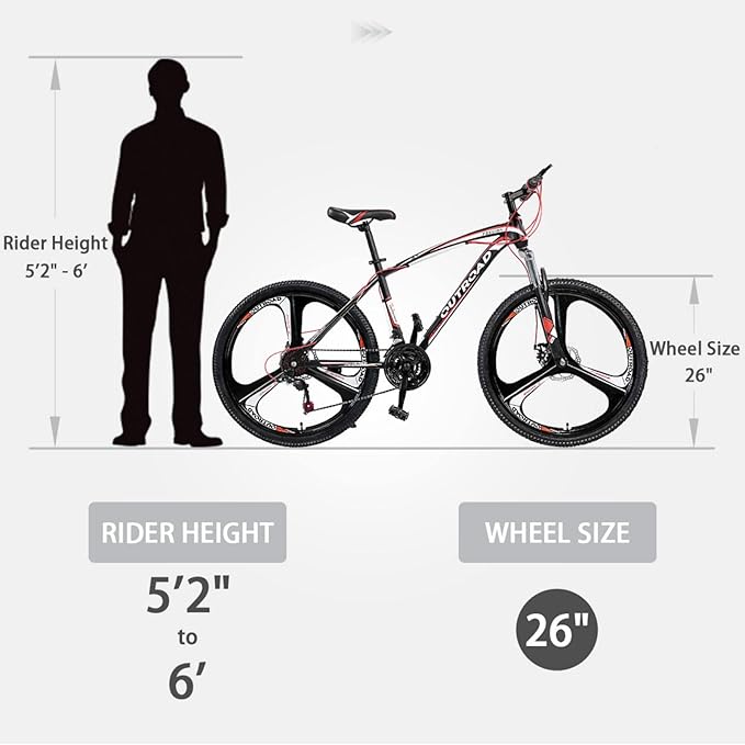 26 Inch Adult Folding Bikes/Mountain Bikes, 21 Speeds Mountain Bicycles with Full Suspension, Dual Disc Brake, High Carbon Steel Frame, Foldable Bike for Men/Women/Teen, Multiple Colors