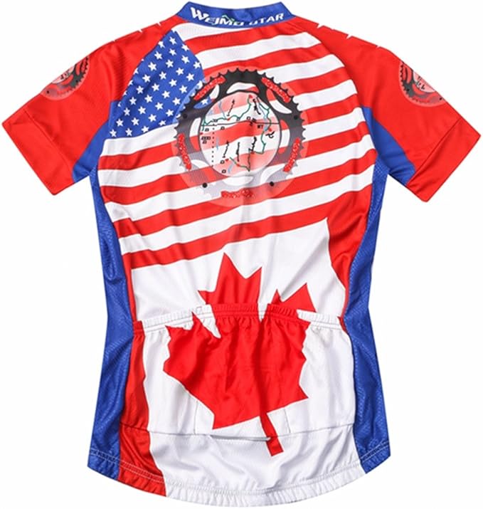 Weimostar Men's USA Cycling Jersey Short Sleeve Biking Shirts Breathable with Pockets