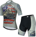 Men Cycling Jersey Set Cycle Short Sleeve Shirt and 3D Cushion Shorts Padded Suit Biking Top