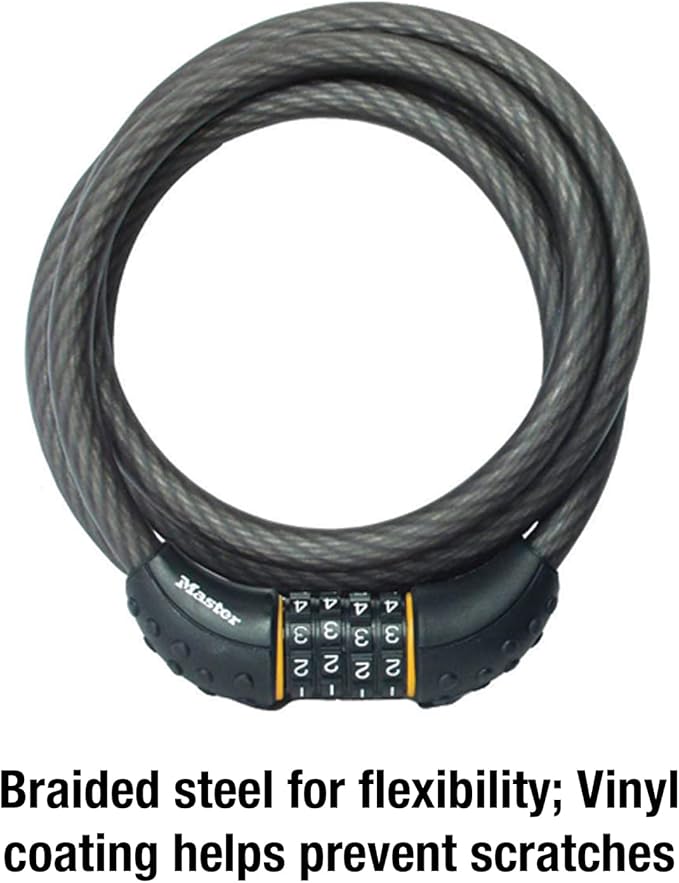 Master Lock Cable Lock, Set Your Own Combination BikeLock, 6 ft. Long, Black, 8122D (Pack of 144)
