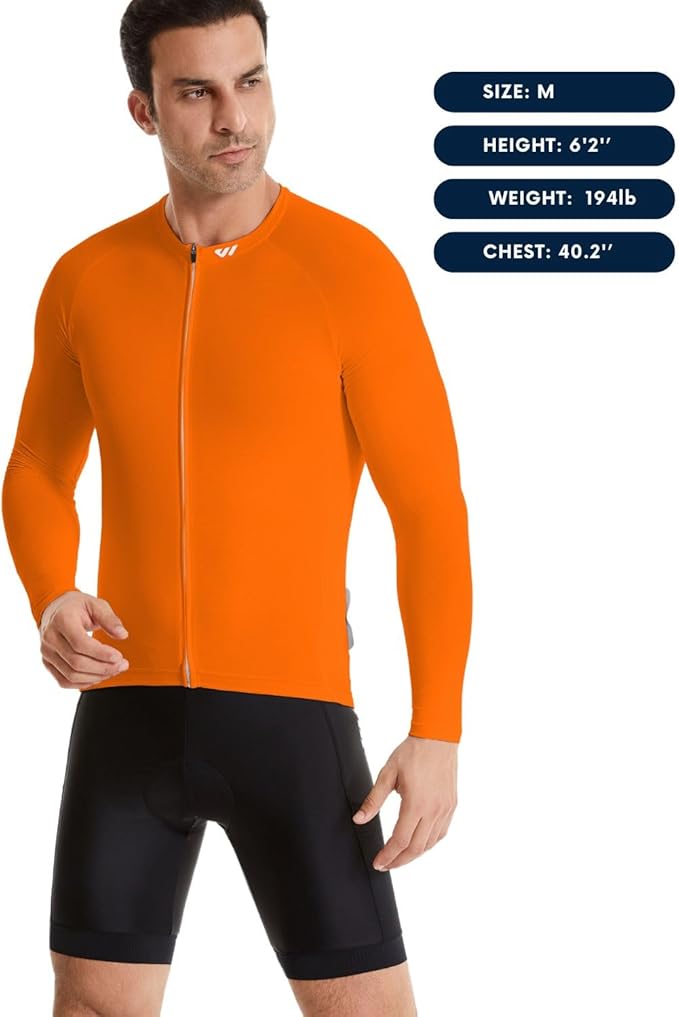 Men's Cycling Jerseys Long Sleeve Bike Biking Shirts Full Zip with Pockets Road Bicycle Clothing