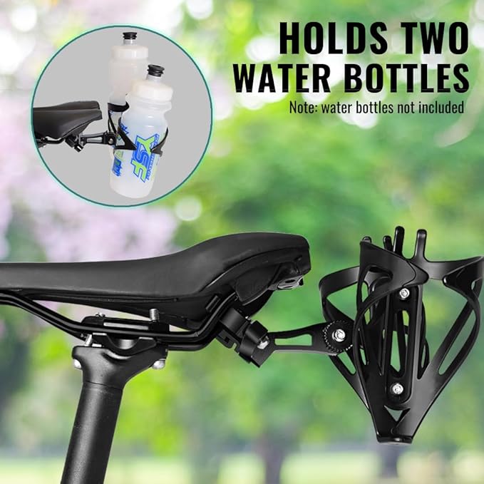 VeloChampion Double Water Bottle Cage Mount Holder. for Cycling Triathlon or Time Trial Bikes. Alloy Black