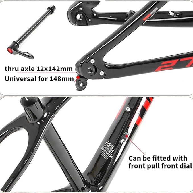Carbon Mountain Bike Frame 27.5er 29er Hardtail Bike Frame XC/AM 15''/17''/19'' Disc Brake Bike Frame Thru Axle 12x142/148mm Internal Routing(Black,29 * 19'')