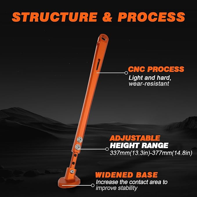 Dirt Bike Kickstand Side Stand Support Stand Adjustable Aluminum CNC with Springs for 150 200 250 300 350 400 450 500 530 XC/XC-F/XCF-W/XCW/XCFW/EXC/EXC-F/EXC Sixdays/FE/TE 2008-2016 Orange