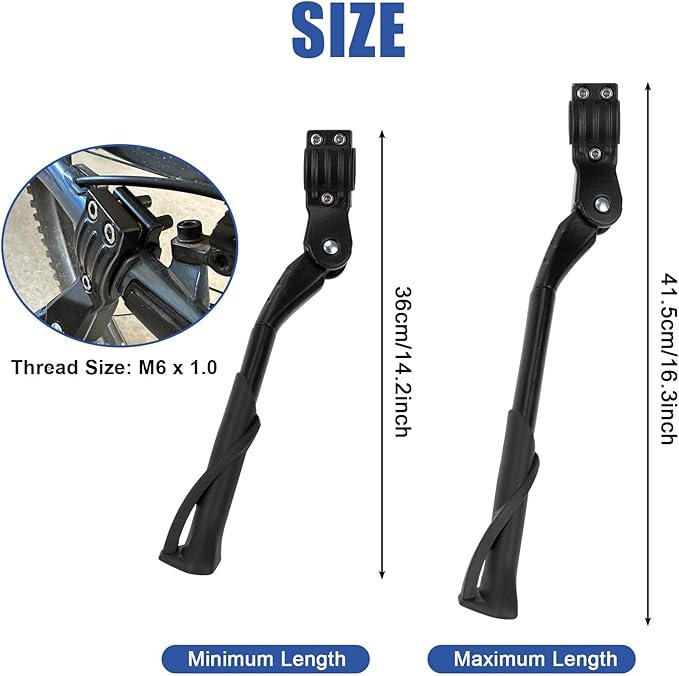 E Bike Kickstand for Adult Bikes, PSLER Adjustable Ebike Kickstand Heavy Duty Antislip Bike Kick Stand for 24"-29" Electric Bike Road Bike Adult Bikes Mountain Bike