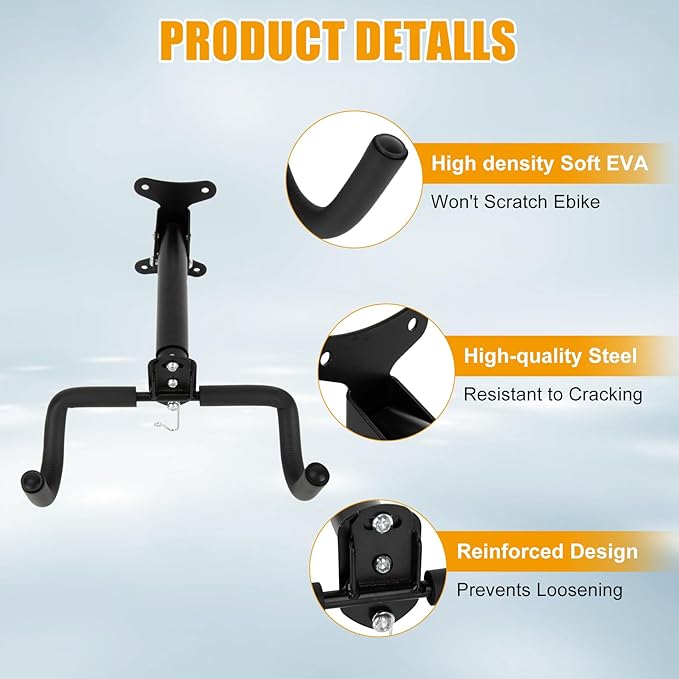 PSLER 2pcs Bike Wall Mount Hanger - Wall Mount Handbar, Adjustable & Extendable Horizontal Bike Rack Holder for Mountain/Road/Hybrid Bikes, Space Saving Garage Storage Hook, Easy Install
