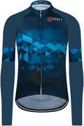 GCRFL Men's Cycling Jersey Long Sleeve Biking Shirt with 3+1 Zipper Pocket Breathable Quick Dry Bicycle Jersey