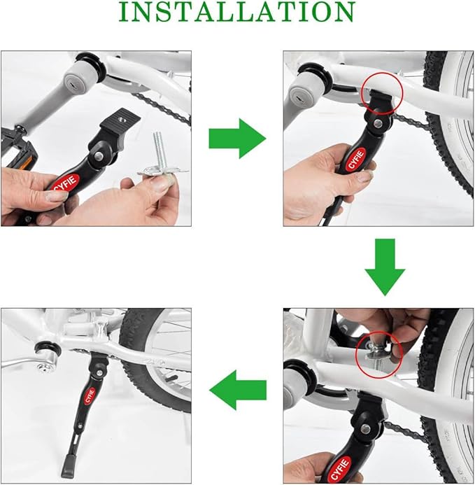 Cyfie Kickstand for 16 18 20 Inch Kids Bicycle, Bike Kickstand Center Mount Adjustable Aluminum Alloy Kick Stands for 16-20 Inch Kids Mountain Bike/Road Bike