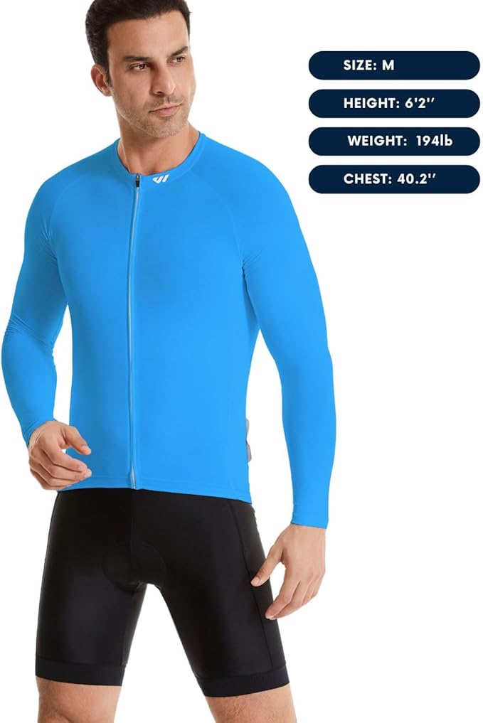 Men's Cycling Jerseys Long Sleeve Bike Biking Shirts Full Zip with Pockets Road Bicycle Clothing