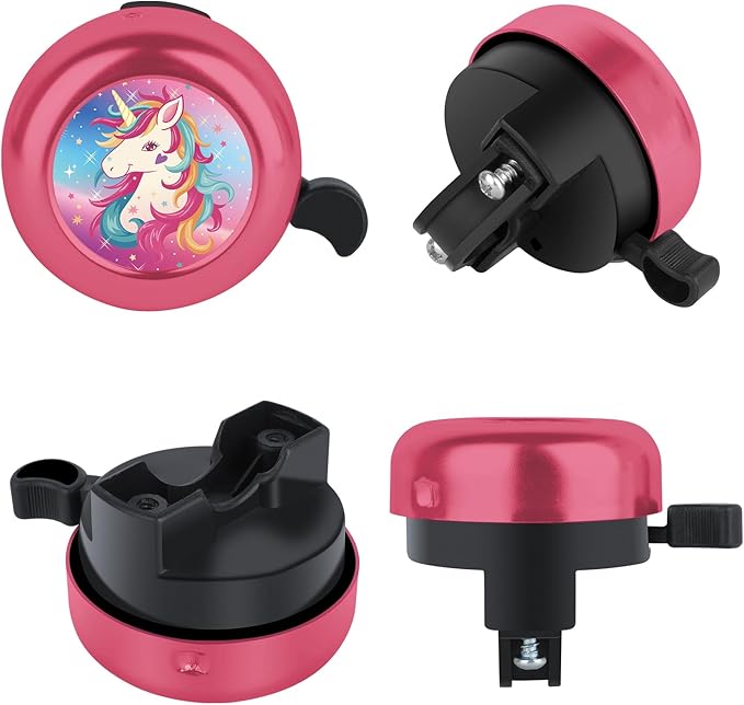 Pink Unicorn Bike Bell for Kids Girls Boys,Adjustable Size Bicycle Bell Bike Accessories for Adult Women Men Clear Sound Bike Horns