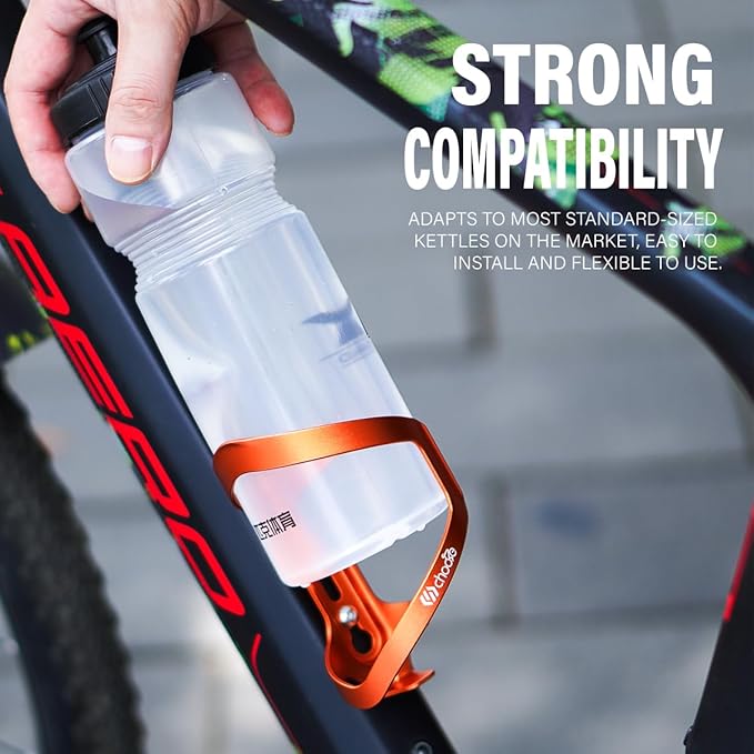 Chooee Mountain Bike Water Bottle Cage, Aluminum Bicycle Water Bottle Holder for Road Bikes Orange 2-Pack