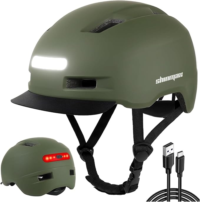 Bike Helmet, Shinmax Adult Cycling Helmet with USB Rechargeable LED Front and Back Light Bicycle Helmets for Men Women
