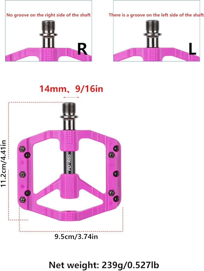 Bicycle Pedals for Mountain/Road/Folding/Touring Bikes - Nylon Body with Aluminum Alloy Sleeve, Chrome-Molybdenum Steel Axle, 3 Sealed Bearings, 9/16" Standard Thread