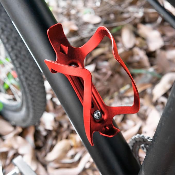 Water Bottle Cages, Alloy Aluminum Lightweight Water Bottle Holder Universal Bike Cup Holder Rack for Road MTB Bikes(Red)